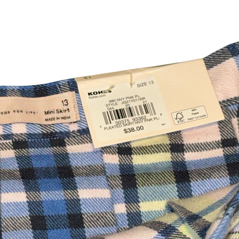 NEW SO Goods for Life Plaid Mini Skirt – Size 13 Juniors – Navy Pink Yellow - Picture 4 of 10